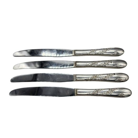 Oneida Community Dinner Knives Bridal Wreath Tudor Plate Silver Plate Set Of 4 - Picture 4 of 6